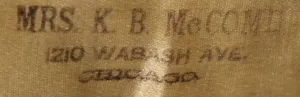 Label van Mrs. K. B. McComb
